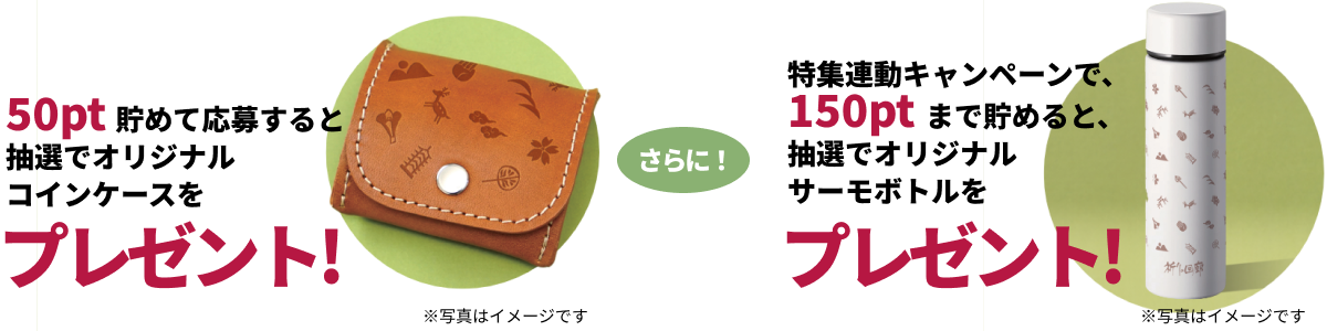 アンケートに答えて応募すると、抽選でオリジナルコインケースプレゼント！